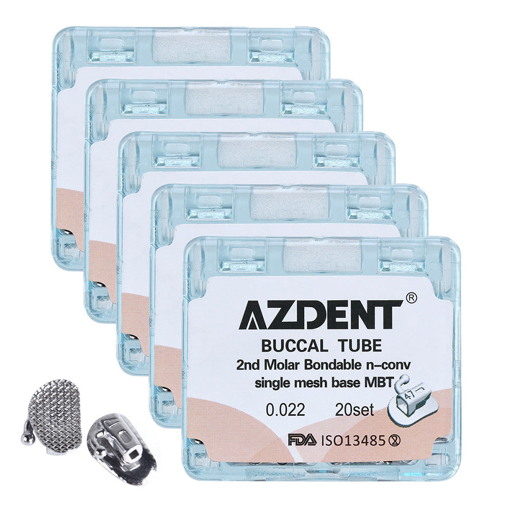 AZDENT Dental Orthodontic Buccal Tube 2nd Molar Bondable Split Non-Convertible MBT 0.022 20Sets/Box - azdentall.com