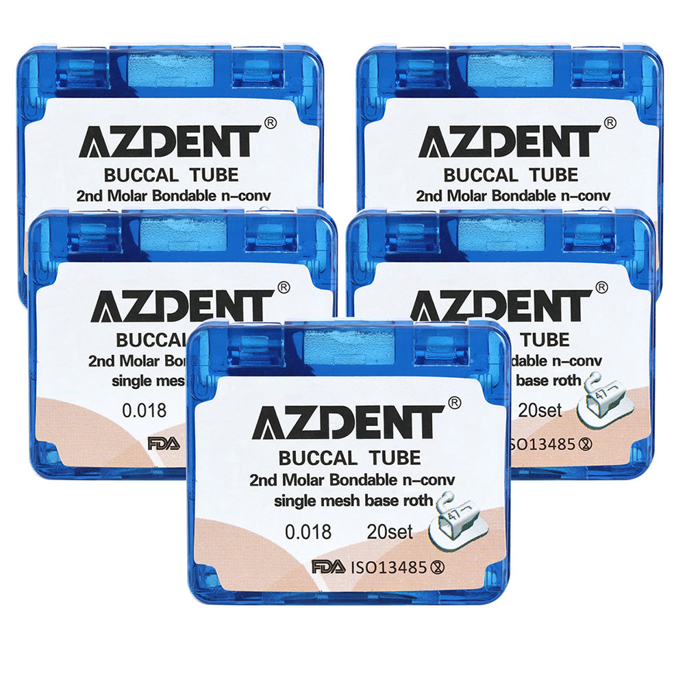 AZDENT Dental Orthodontic Buccal Tube 2nd Molar Bondable Split Non-Convertible Roth 0.018 20Sets/Box - azdentall.com