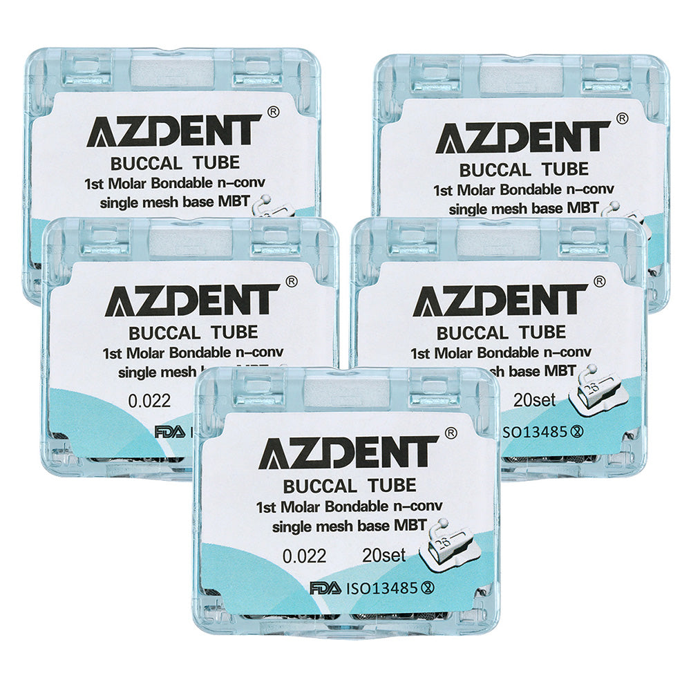 AZDENT Dental Orthodontic Buccal Tube 1st Molar Bondable Split Non-Convertible MBT 0.022 20Sets/Box - azdentall.com