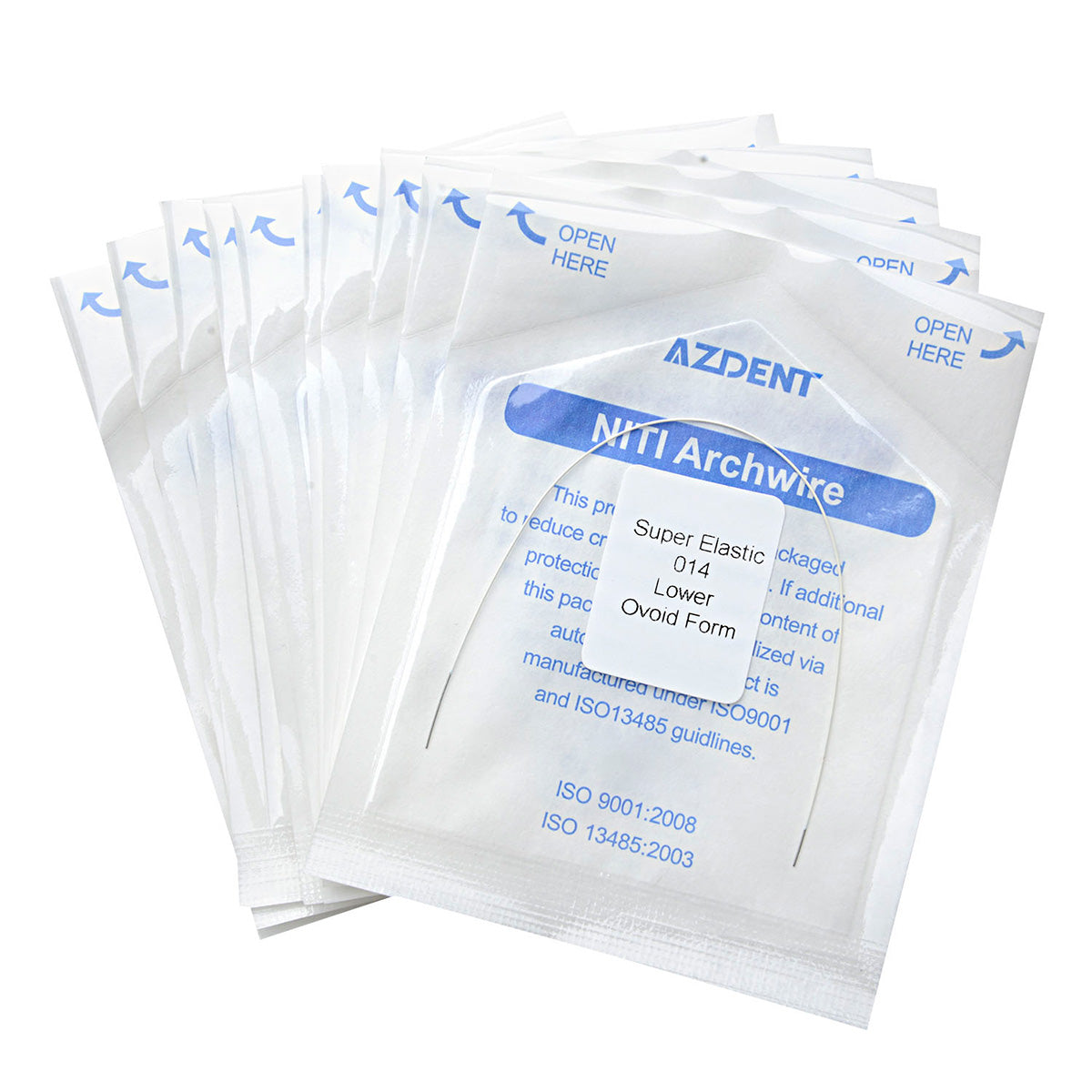 10 Packs AZDENT Archwire NiTi Super Elastic Colored Coated Ovoid Round 0.014 Lower 1pcs/Pack - azdentall.com