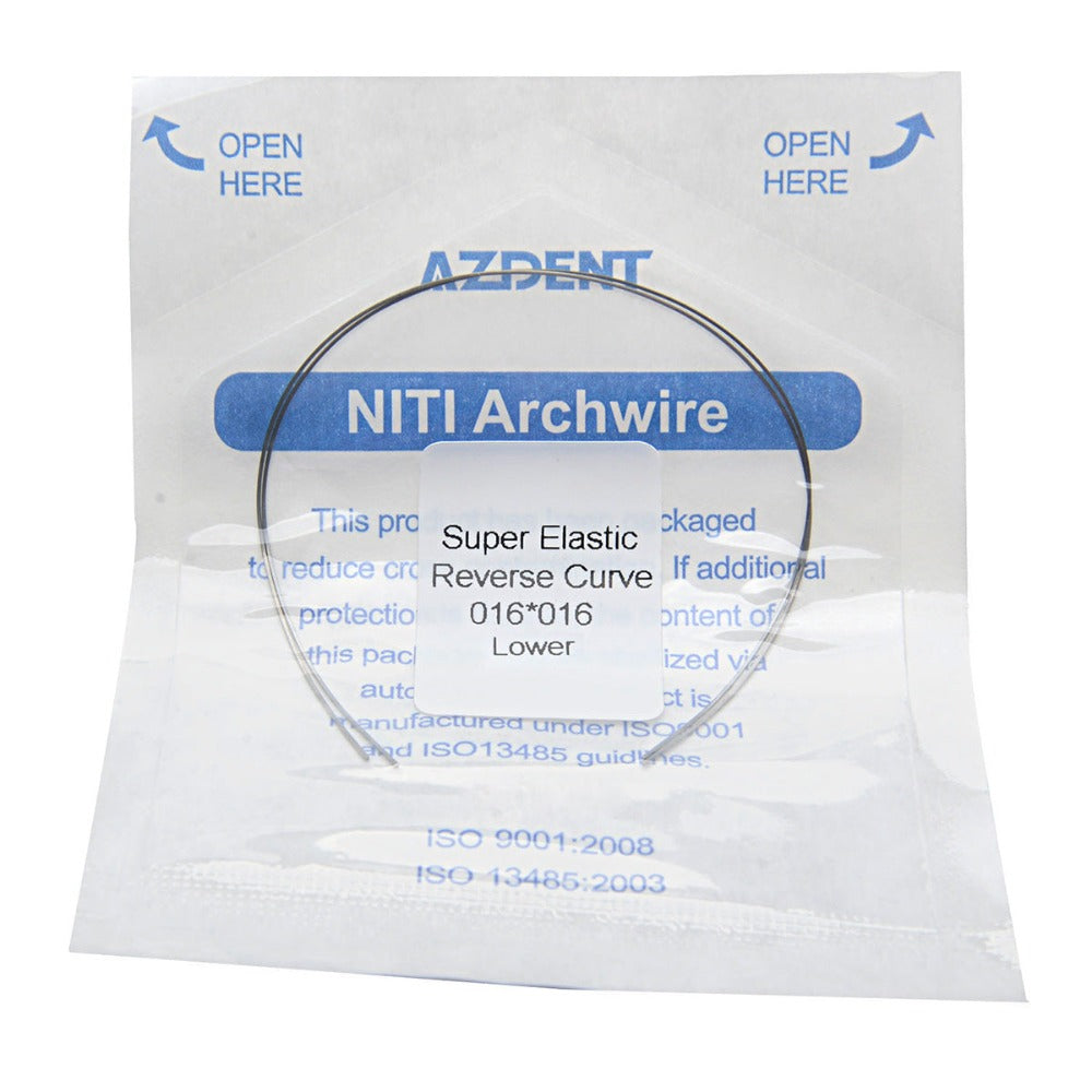 AZDENT Archwire Niti Reverse Curve Rectangular 0.016 x 0.016 Lower 2pcs/Pack - azdentall.com
