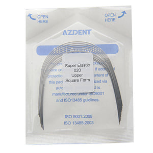 AZDENT Dental Orthodontic Archwire NiTi Super Elastic Square Form Round 0.020 Upper 10pcs/Pack - azdentall.com