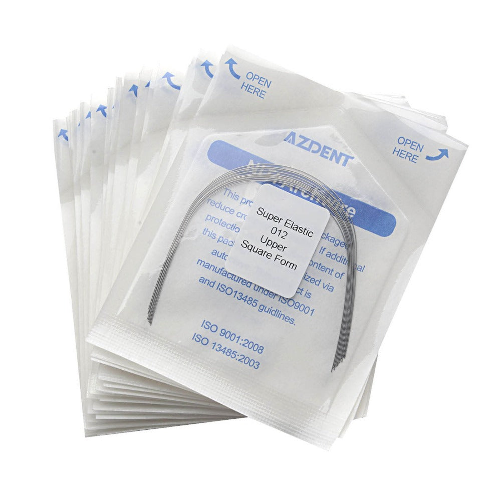 AZDENT Dental Orthodontic Archwires NiTi Super Elastic Square Form Round 0.012 Upper 10pcs/Pack - azdentall.com