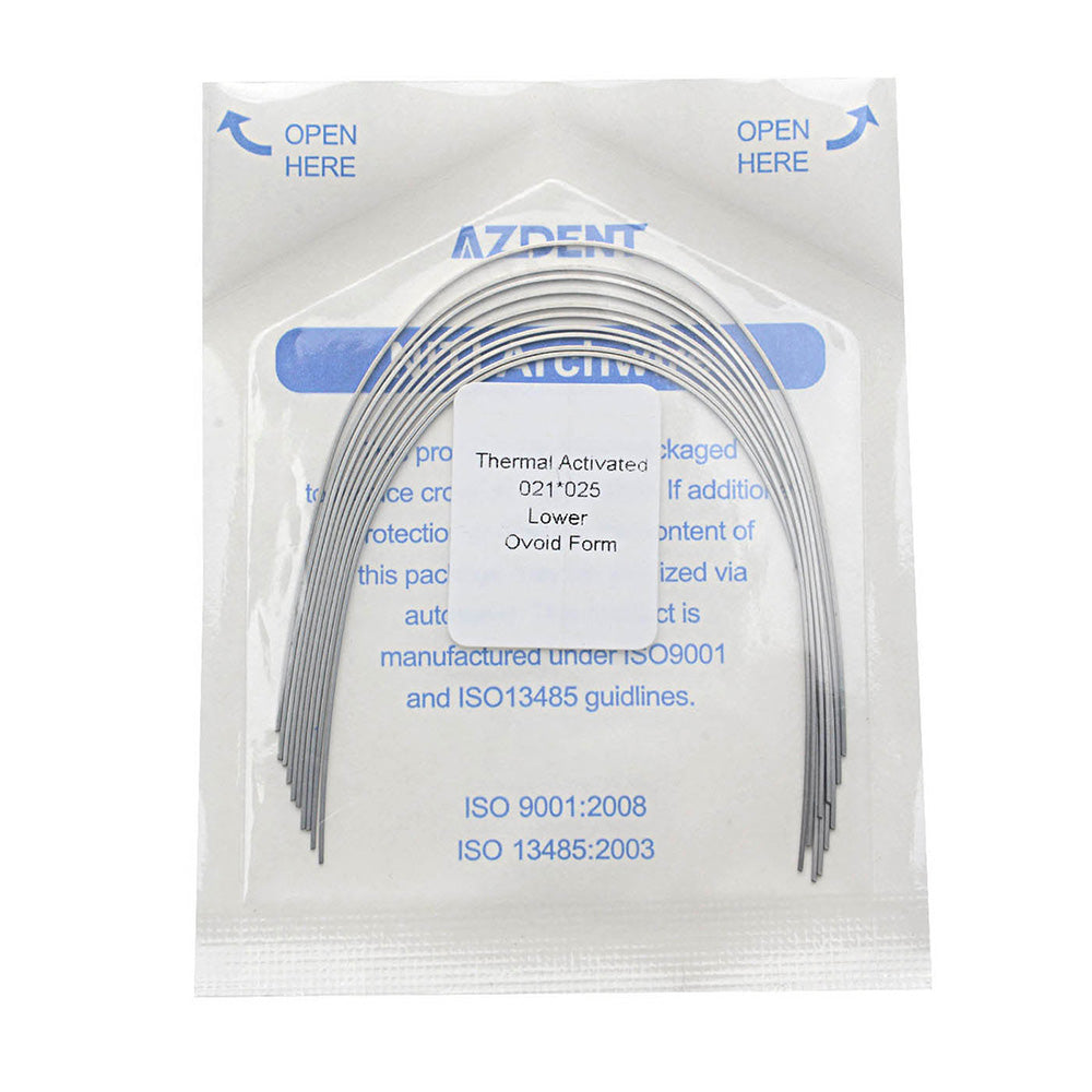 AZDENT Thermal Active NiTi Archwire Ovoid Form Rectangular 0.021 x 0.025 Lower 10pcs/Pack - azdentall.com