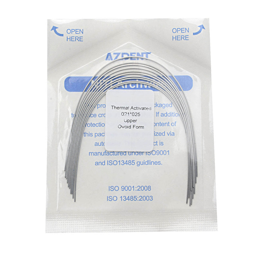 AZDENT Thermal Active NiTi Archwire Ovoid Form Rectangular 0.021 x 0.025 Upper 10pcs/Pack - azdentall.com