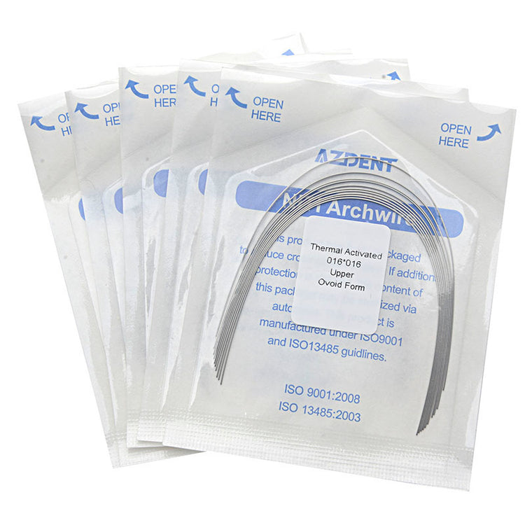 5 Bags AZDENT Thermal Active NiTi Archwire Ovoid Form Rectangular 0.016 x 0.016 Upper 10pcs/Pack - azdentall.com