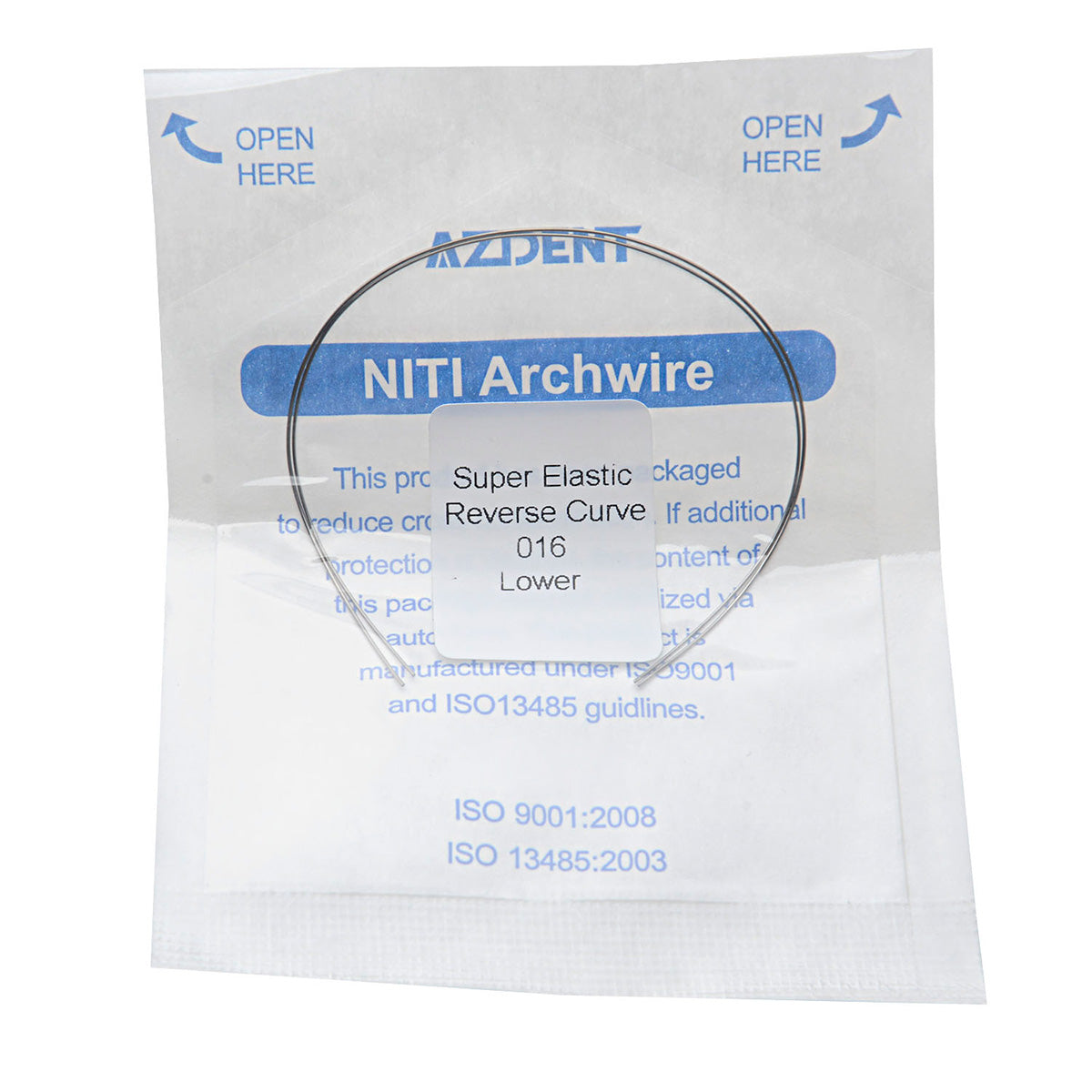 AZDENT Archwire Niti Reverse Curve Round 0.016 Lower 2pcs/Pack - azdentall.com