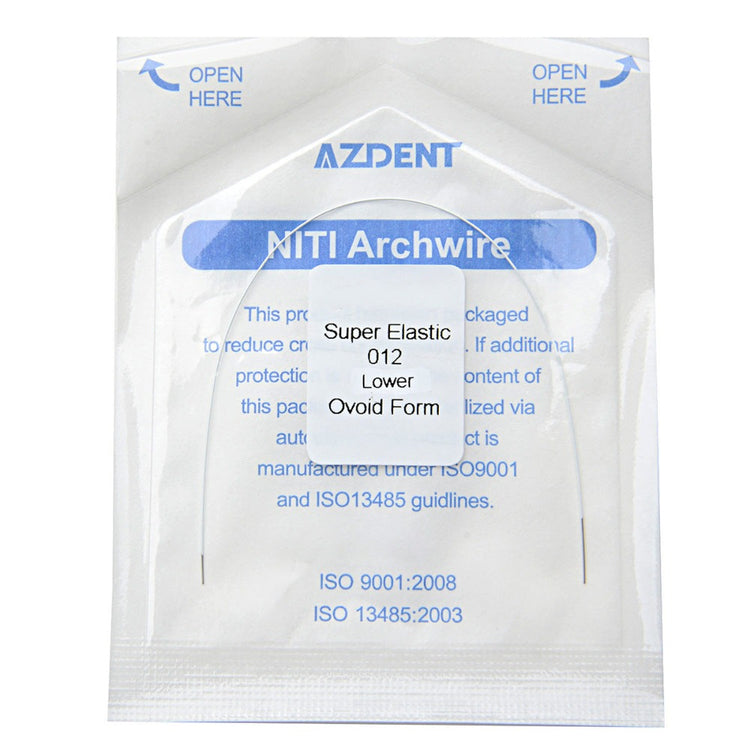 AZDENT Archwire NiTi Super Elastic Colored Coated Ovoid Round 0.012 Lower 1pcs/Pack - azdentall.com