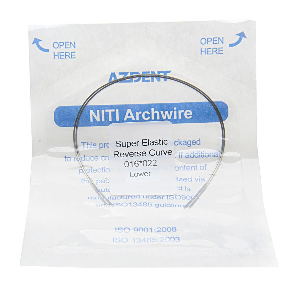 AZDENT Archwire Niti Reverse Curve Rectangular 0.016 x 0.022 Lower 2pcs/Pack - azdentall.com