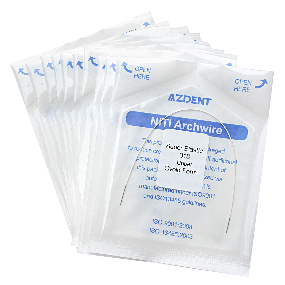 10 Packs AZDENT Archwire NiTi Super Elastic Colored Coated Ovoid Round 0.018 Upper 1pcs/Pack - azdentall.com