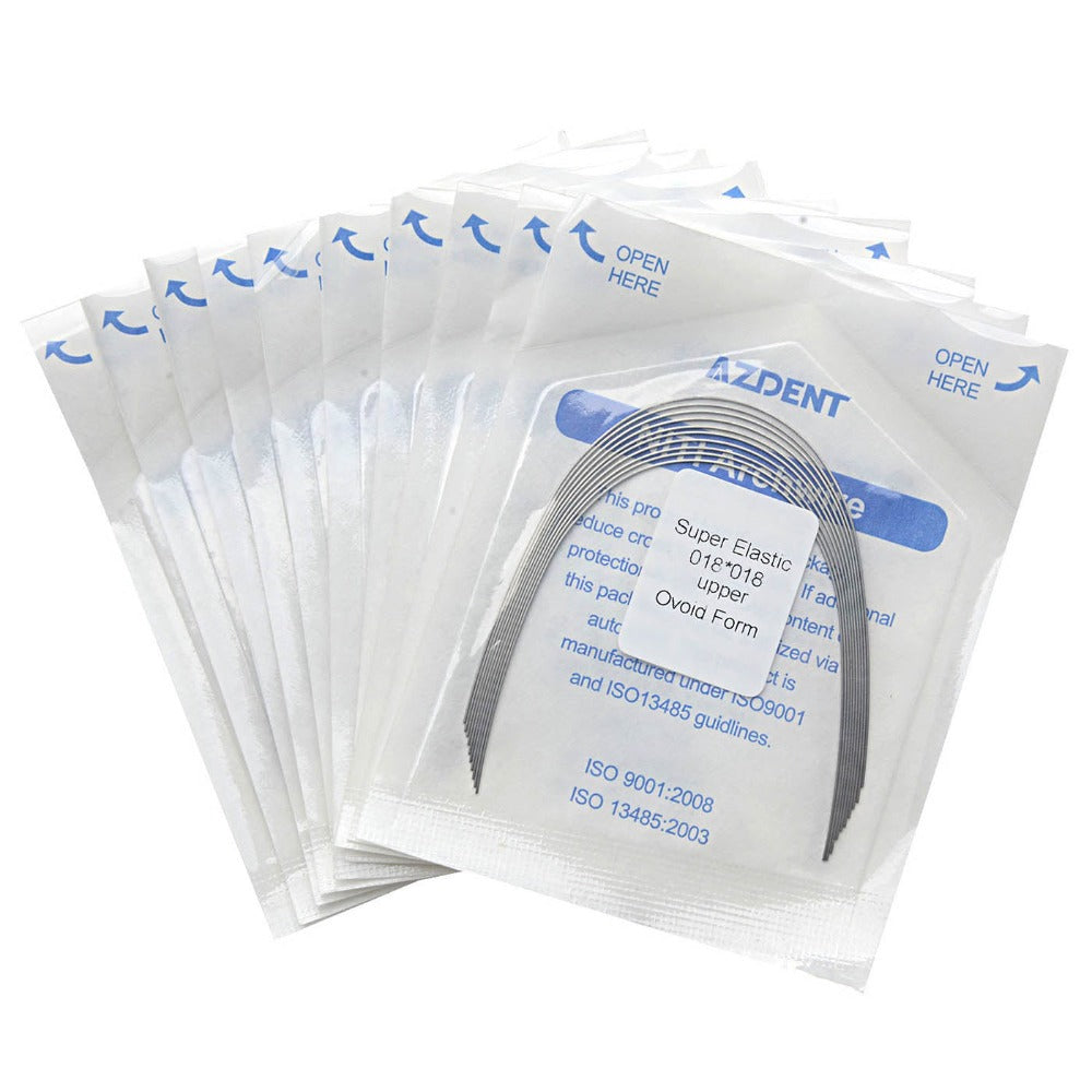 AZDENT Dental Orthodontic Archwires Niti Super Elastic Ovoid Rectangular 0.018 x 0.018 Upper 10pcs/Pack - azdentall.com