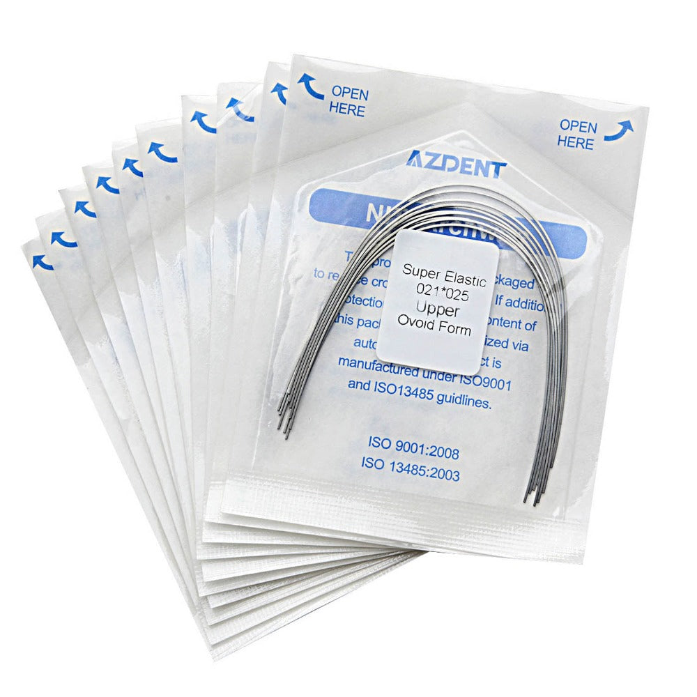 AZDENT Dental Orthodontic Archwire Niti Super Elastic Ovoid Rectangular 0.021 x 0.025 Upper 10pcs/Pack - azdentall.com