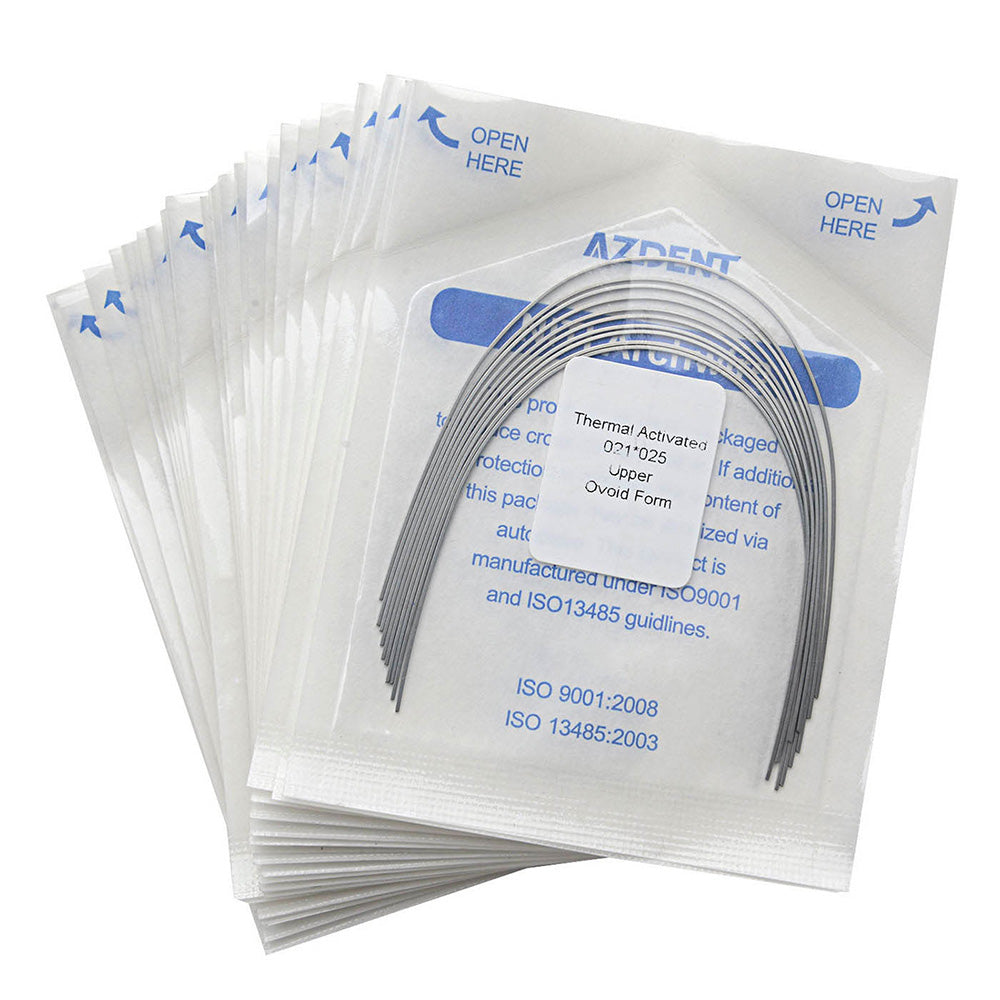 AZDENT Thermal Active NiTi Archwire Ovoid Form Rectangular 0.021 x 0.025 Upper 10pcs/Pack - azdentall.com