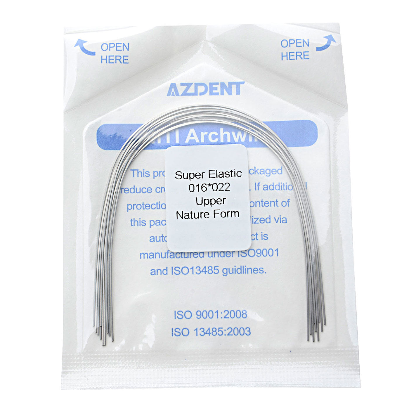 AZDENT Dental Orthodontic Archwires NiTi Super Elastic Natural Form Rectangular 0.016 x 0.022 Upper 10pcs/Pack - azdentall.com