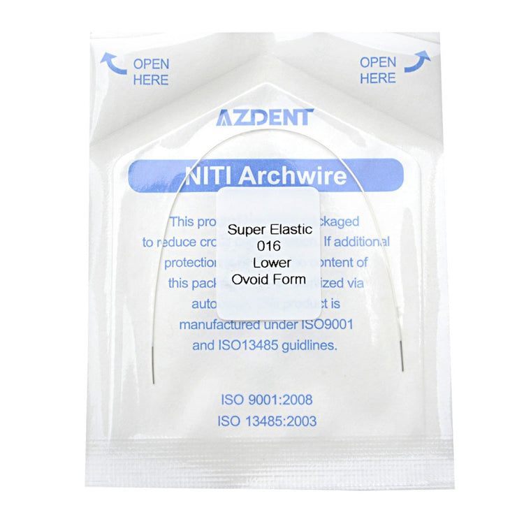 AZDENT Archwire NiTi Super Elastic Colored Coated Ovoid Round 0.016 Lower 1pcs/Pack - azdentall.com