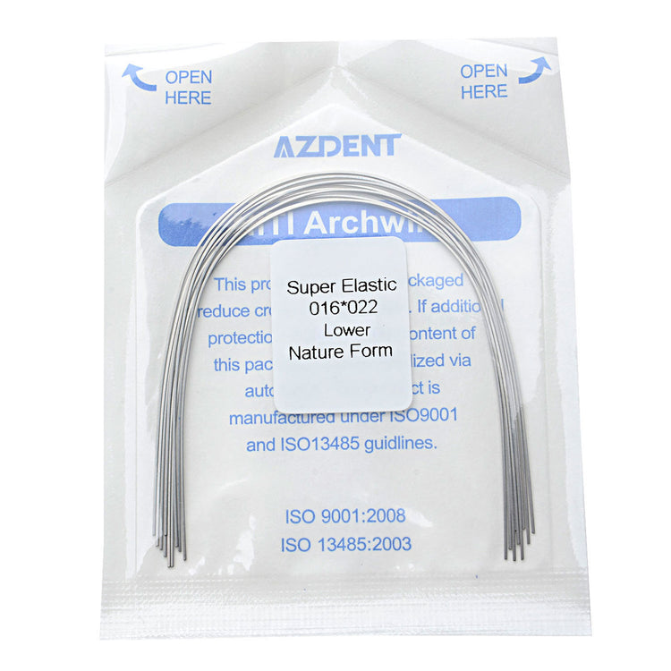 AZDENT Dental Orthodontic Archwires NiTi Super Elastic Natural Form Rectangular 0.016 x 0.022 Lower 10pcs/Pack - azdentall.com
