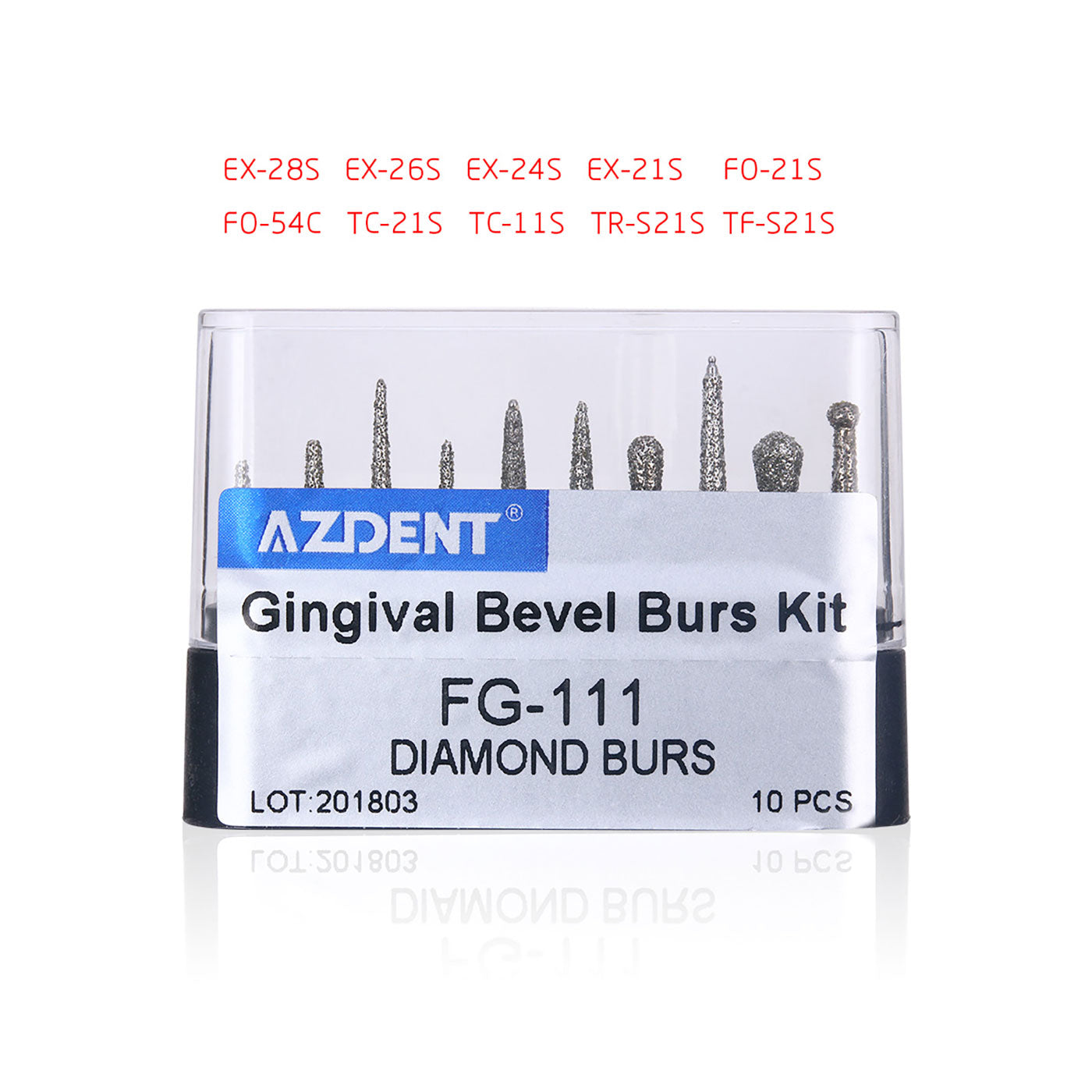 AZDENT Dental Diamond Bur FG-111 Gingival Bevel Burs Kit 10pcs/Kit-azdentall.com