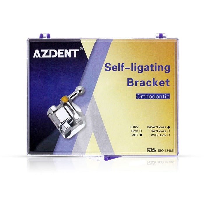 AZDENT Dental Self-Ligating Brackets Passive Roth/MBT .022 Hooks On 345 With Buccal Tube 28pcs/Box - azdentall.com