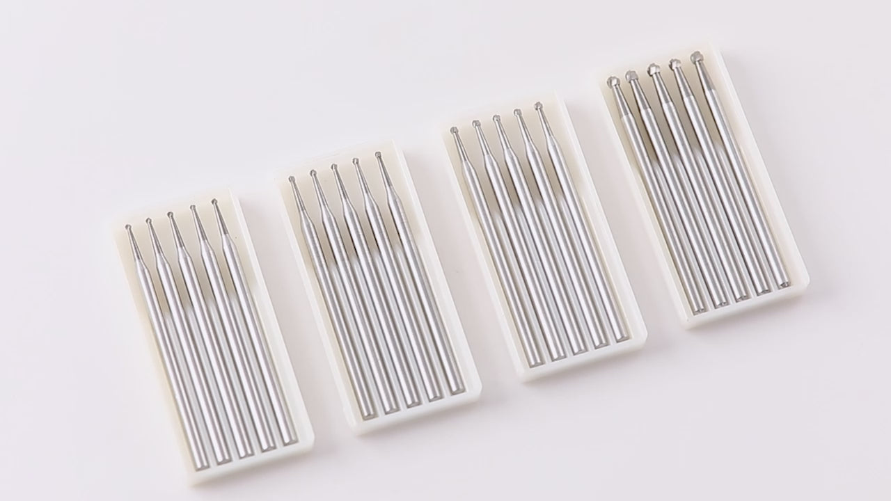 Dental Round Carbide Burs for Slow Speed Straight Nose Cone HP2/3/4/8 5pcs/Box - azdentall.com