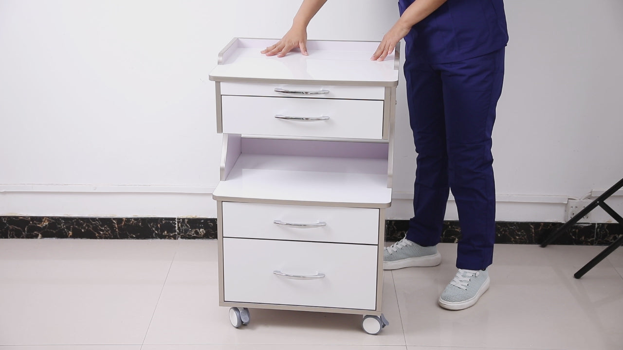 Load video: Dental G15 Mobile Cabinet Cart with Three Drawers - azdentall.com