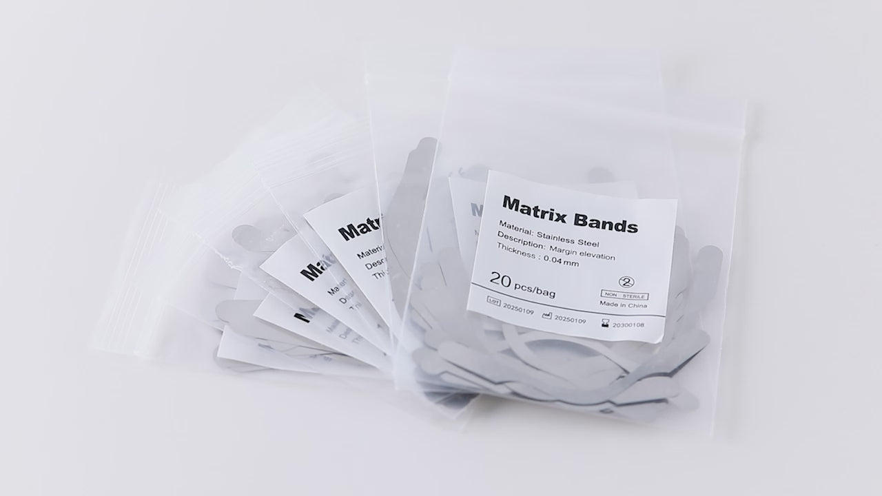 Load video: Dental Matrix Bands Tofflemire Stainless Steel 6 Sizes 20pcs/Pack - azdentall.com