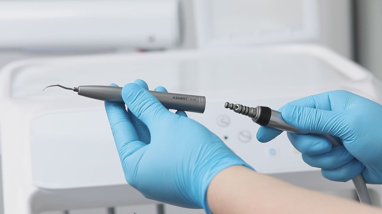 Load video: AZDENT Dental Air Scaler Handpiece Sonic S With 4 Hole Quick Coupling - azdentall.com