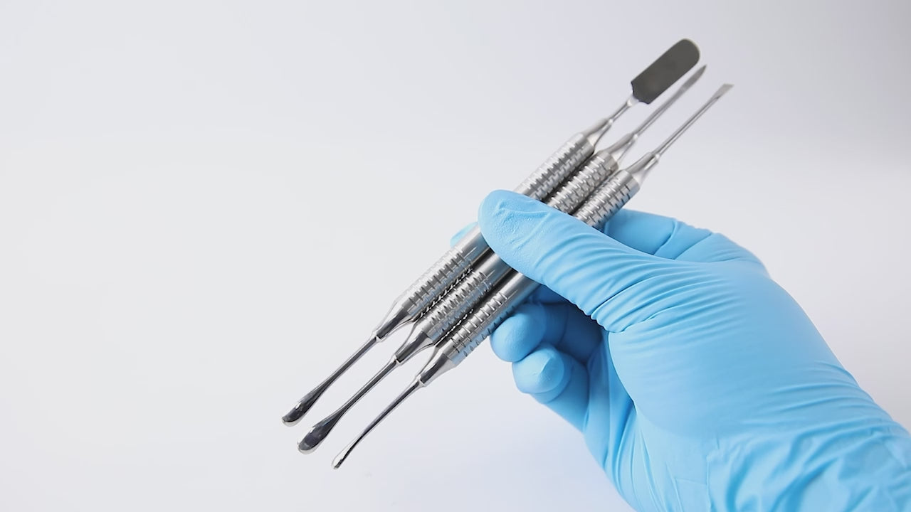 Load video: Dental Implant Surgery Periosteal Elevator Double Ends Instrument Wide/Pointed/Angled Head - azdentall.com