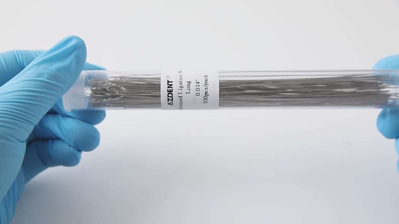 Load video: Dental Orthodontic Wire Preformed Ligature Ties Stainless Steel Long / Short Twist / 0.010 / 0.012 / 0.014 100pcs/Pack - azdentall.com