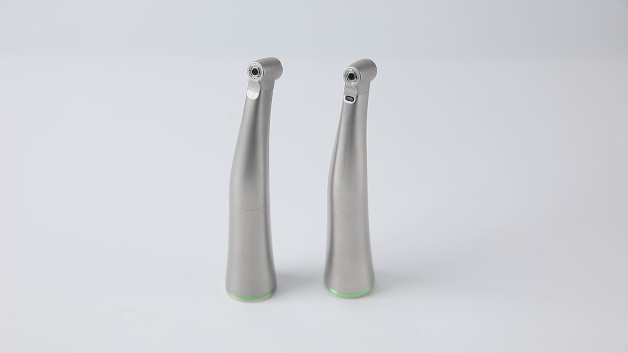Load video: AZDENT Dental 4:1 Low Speed Handpiece Contra Angle Mini Head Quattro Spray For Endo or Prophy - azdentall.com