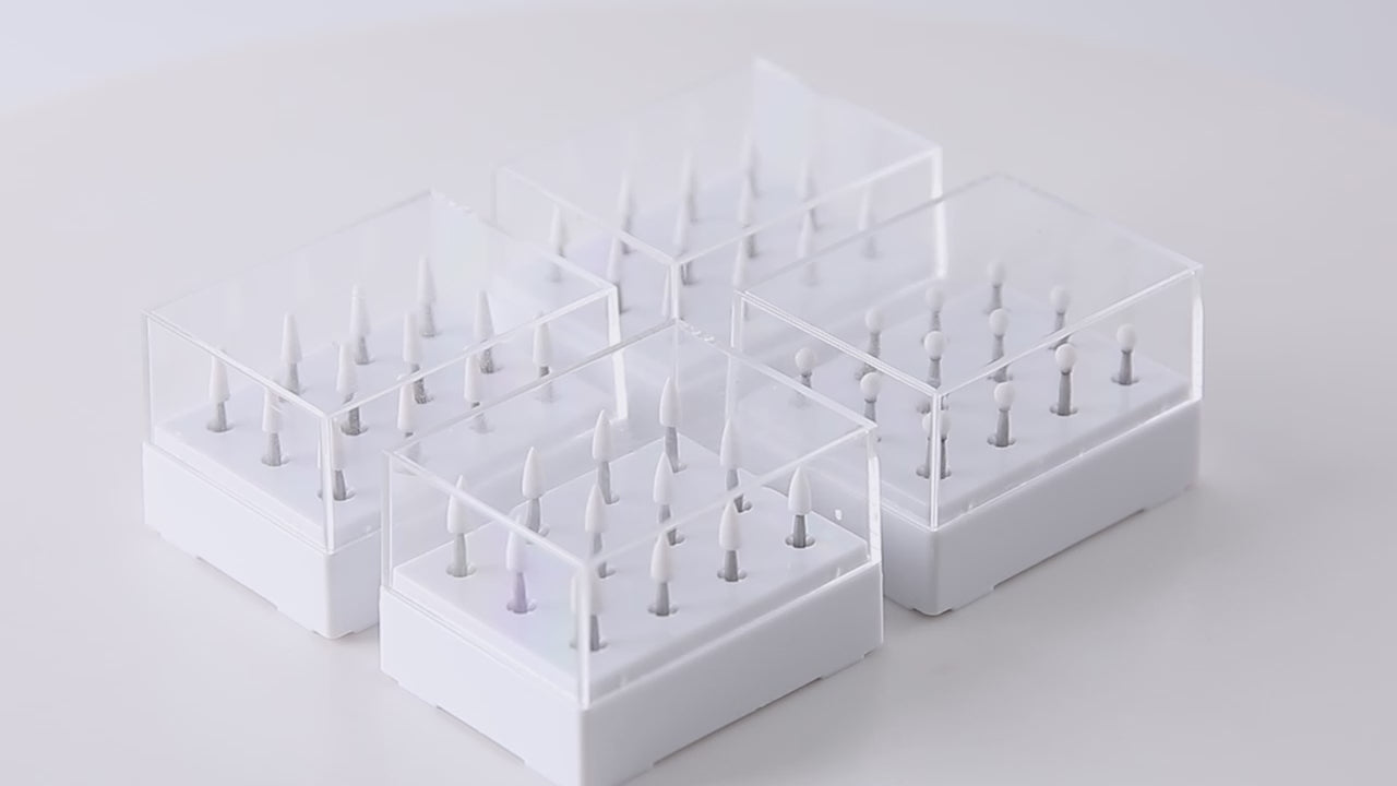 Load video: AZDENT Dental Fine Polishing Kit White Stones FG Burs For High Low Speed Handpiece 12pcs/Kit - azdentall.com