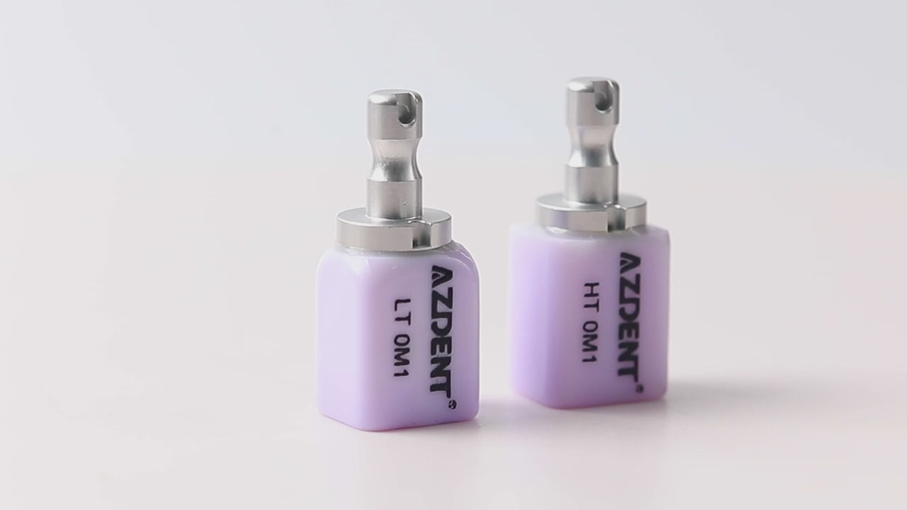 Load video: AZDENT Lithium Disilicate C14 Glass Ceramic Blocks LT/HT OM1 Dental Lab Crown Material for CAD CAM Sirona Cerec Milling Syste 5pcs/Box - azdentall.com