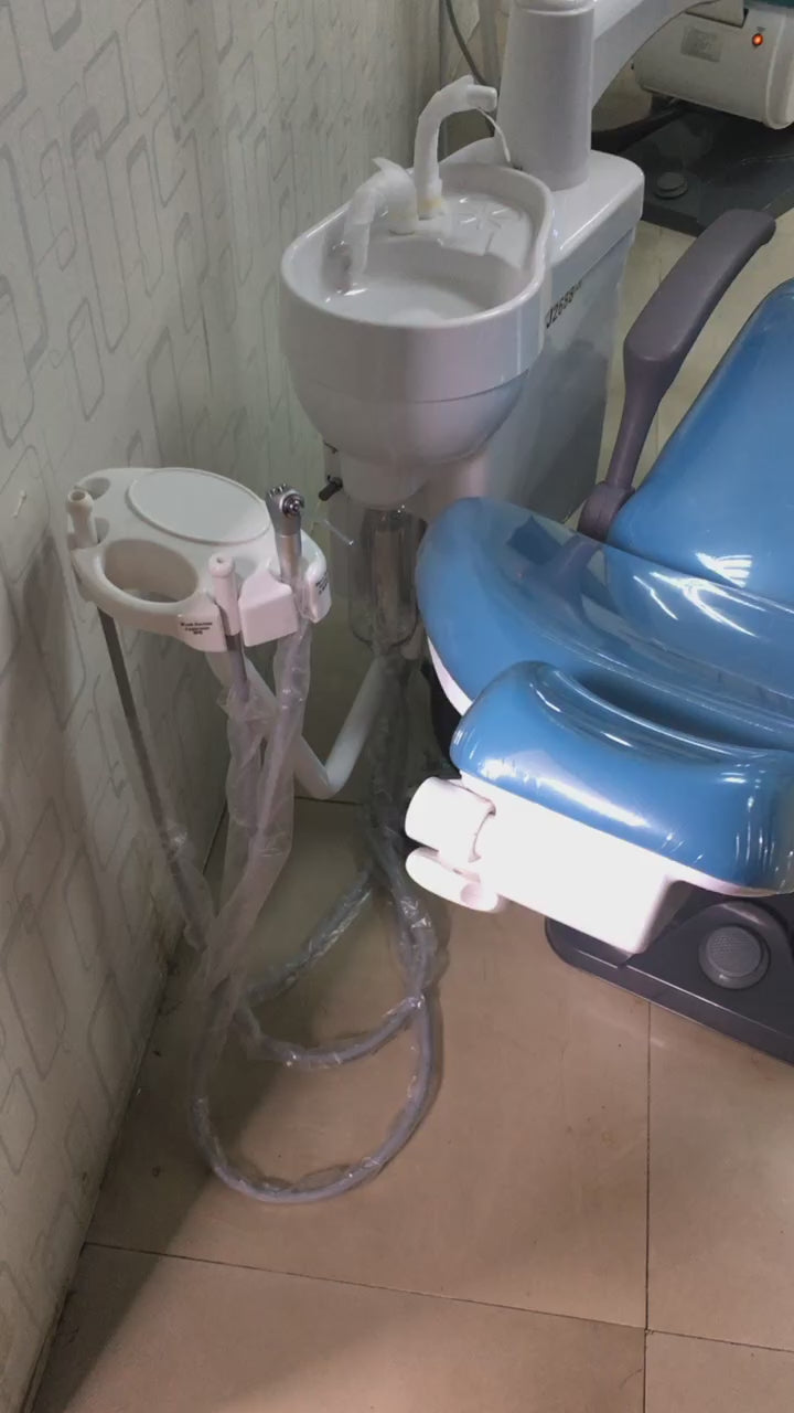 Dental Unit Chair Computer Controlled DC Motor Hard Leather with Stool J2688-A1 Sky Blue - azdentall.com