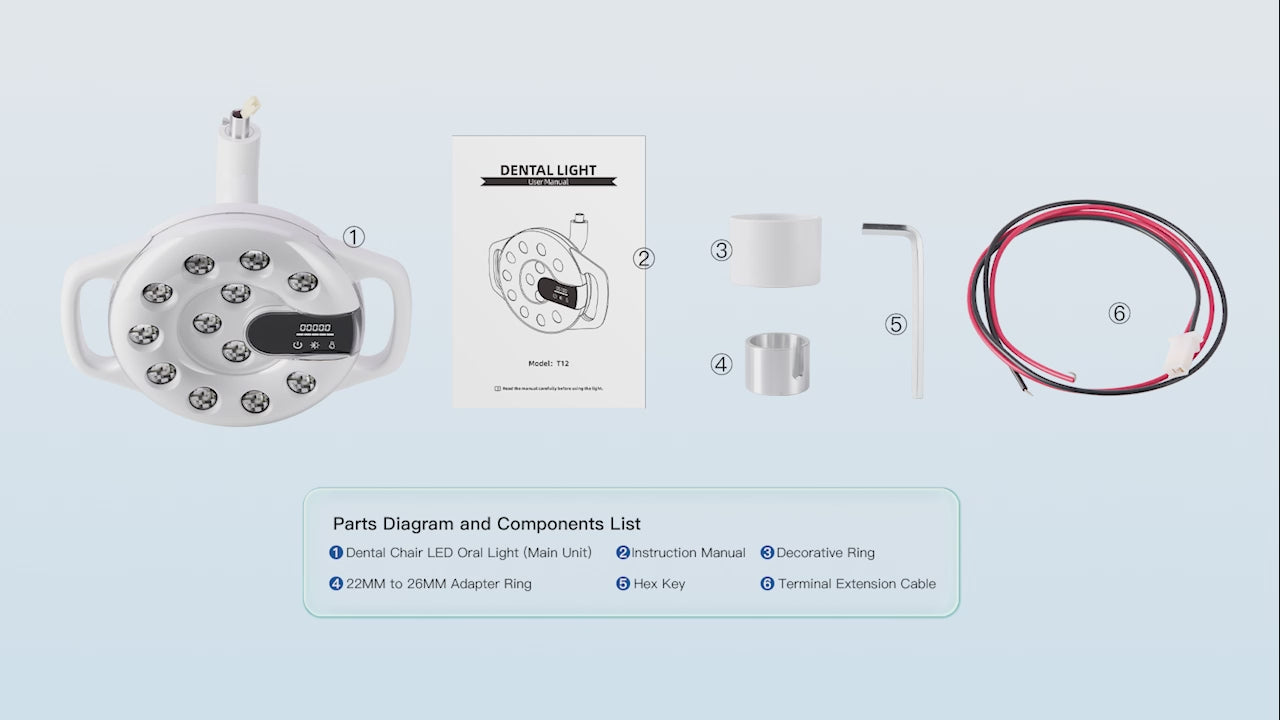 Load video: Dental Unit Chair LED Oral Light Lamp 12 Lights 20W Dual-Color Adjustable - azdentall.com