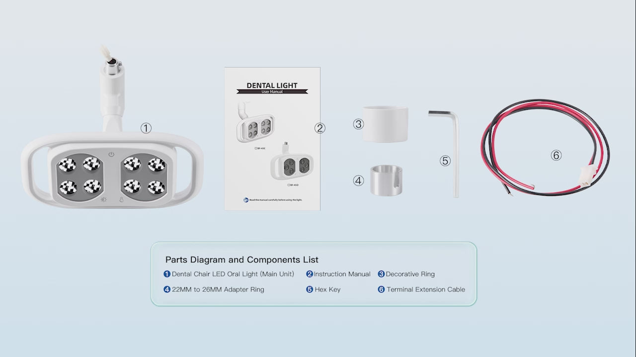 Load video: Dental LED Lamp Oral Light For Unit Chair 8 Lights 10W Dual-Color Adjustable - azdentall.com