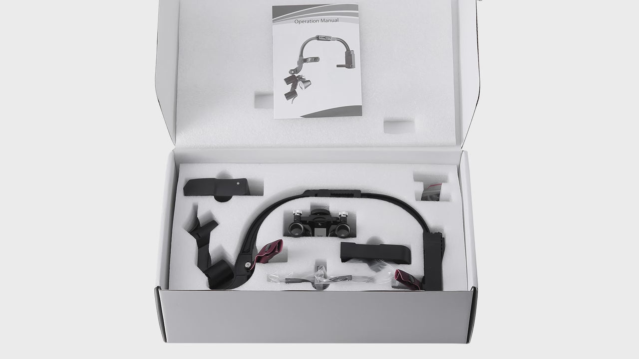 Load video: Dental LED Head Light Lamp Magnification Binocular Loupes 2.5X 3.5X - azdentall.com