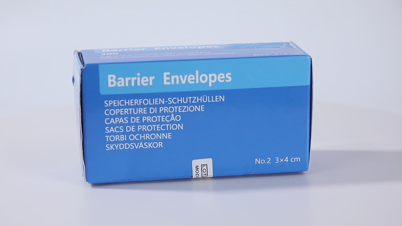 Load video: Dental #2 Digital X-Ray ScanX Barrier Envelopes 300pcs/Box - azdentall.com
