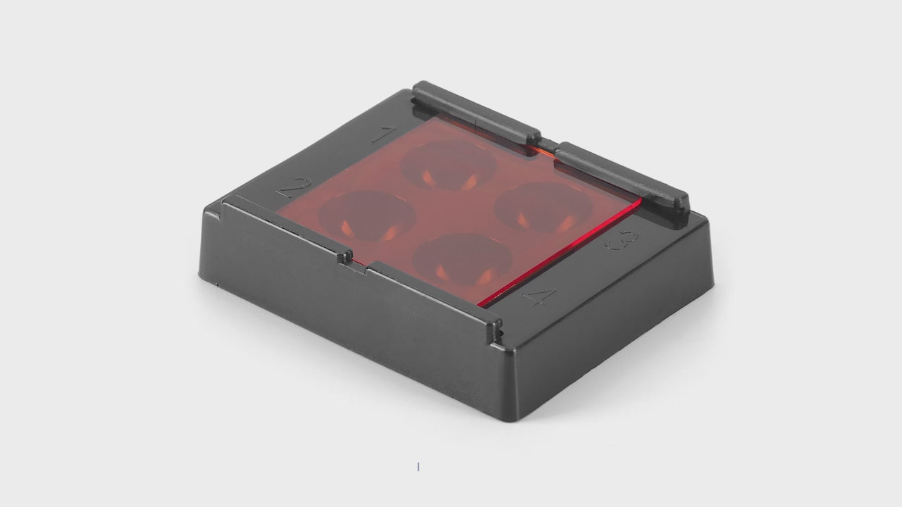Load video: Dental Veneer Storage Box Teeth Patch Shading Light Storage Case Denture Retainer Molar Boxes 4 Holes - azdentall.com