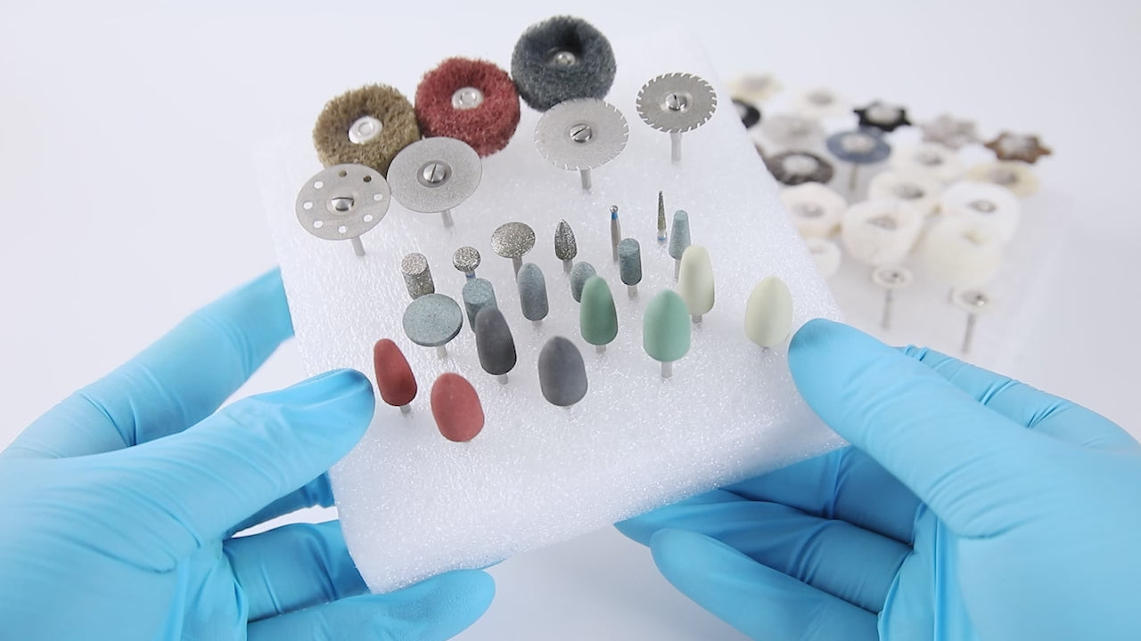 Load video: Dental Lab Polishing Kit for Composite Ceramic HP Shank 51pcs/Box - azdentall.com
