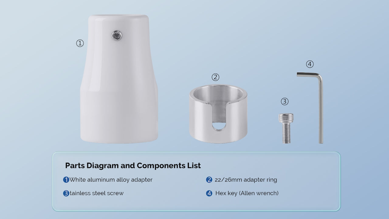 Load video: Dental Light Adapter Ring to Fit 22/26mm Connector LED Lights - azdentall.com