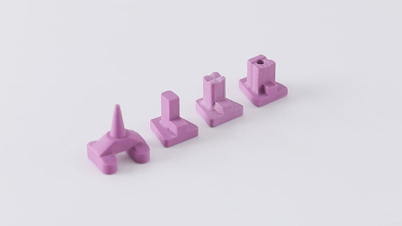 Load video: Dental Lab Ceramic Firing Pink Pegs for Porcelain Single Crowns Oven Tray - azdentall.com