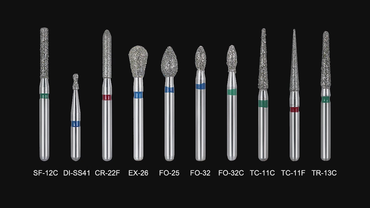 100pcs AZDENT Dental Diamond Burs FG 1.6MM 20 Fixed Types 20 Boxs/Kit - azdentall.com