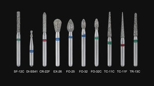 100pcs AZDENT Dental Diamond Burs FG 1.6MM 20 Fixed Types 20 Boxs/Kit - azdentall.com