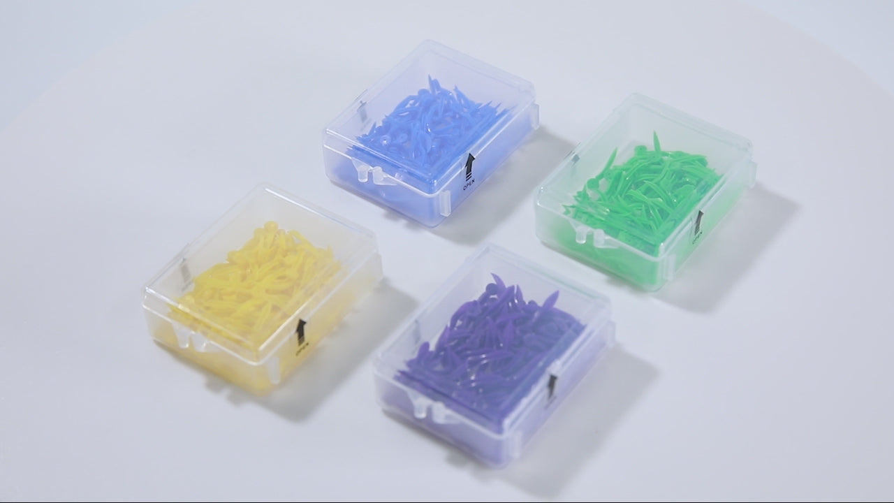 Load video: Dental Disposable Wedges With Hole Plastic Tooth Gap Wedge 4 Sizes 100pcs/Box - azdentall.com