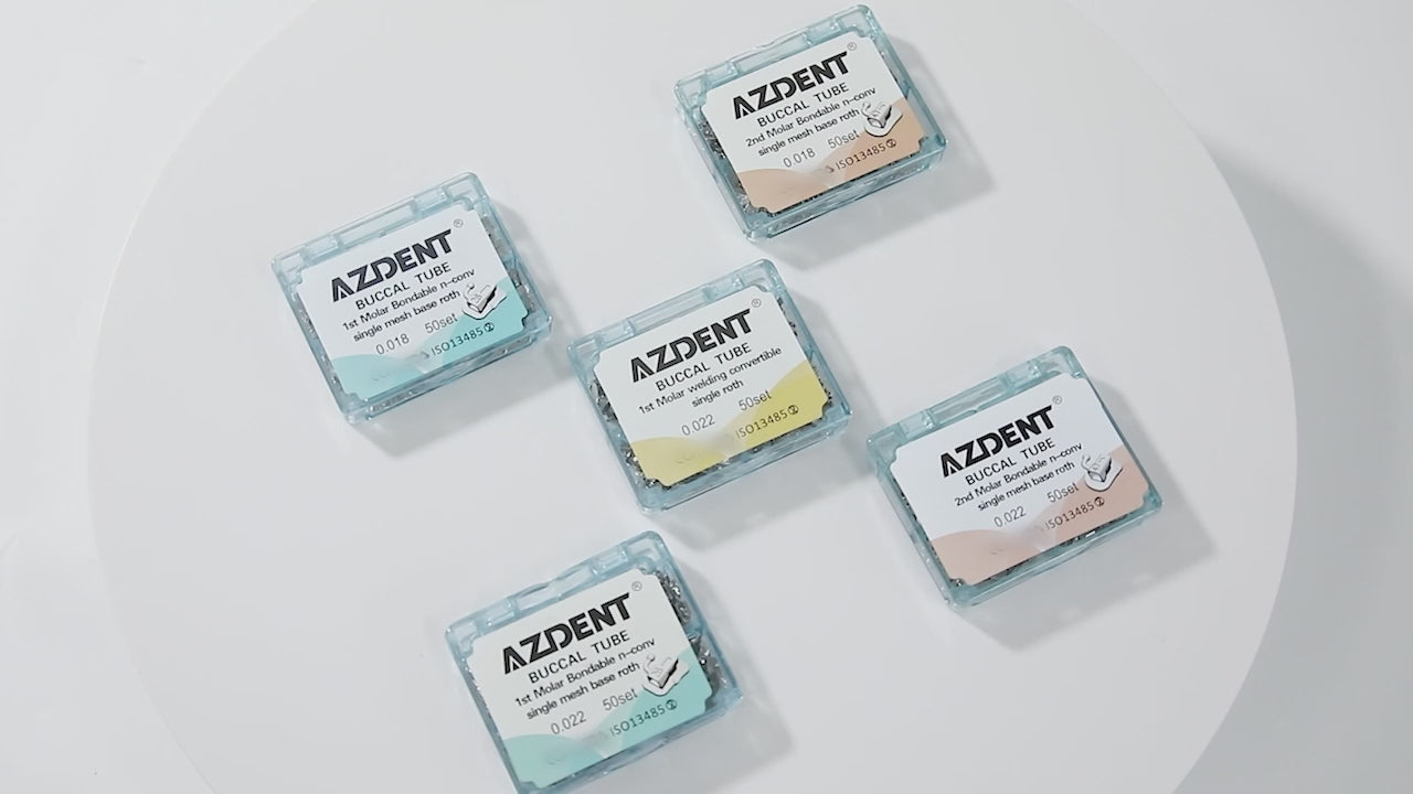 AZDENT Dental Orthodontic Buccal Tube 1st Molar Bondable Split Non-Convertible Roth 0.022 20Sets/Box - azdentall.com