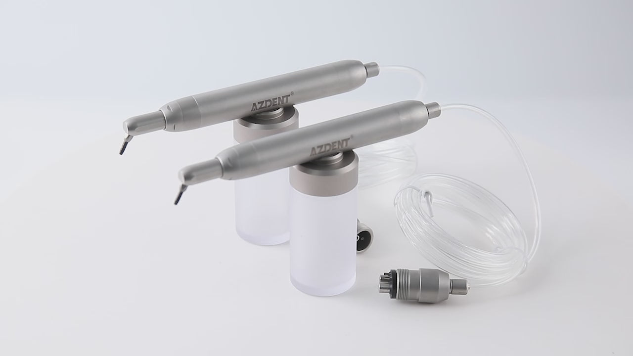 Load video: AZDENT Dental Aluminum Oxide Micro Blaster Sandblasting Gun System without Water 2/4Hole - azdentall.com
