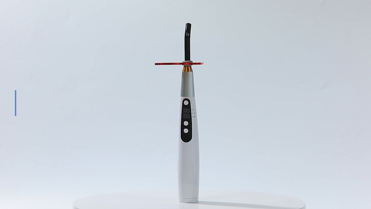 Load video: Dental LED Curing Light Wireless 3S Curing 360° Rotating Lamp Cap 3 Models 1400 mW/cm² - azdentall.com