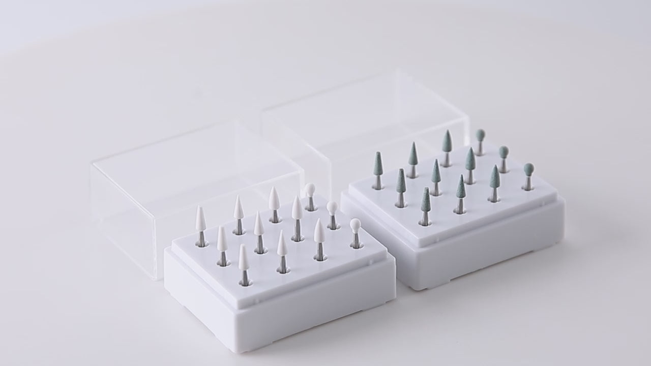 Load video: AZDENT Dental Polishing Kit Coarse / Fine FG Burs For High Low Speed Handpiece White / Green Stones 12pcs/Kit - azdentall.com