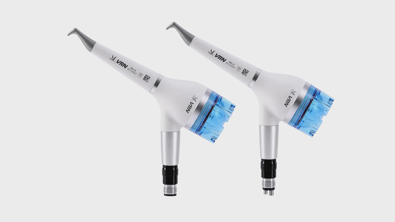 Load video: Dental Air Polisher Teeth Polishing Handpiece Whitening Spary Detachable 360° Rotating Handpiece With Quick Coupler 2/4 Hole - azdentall.com