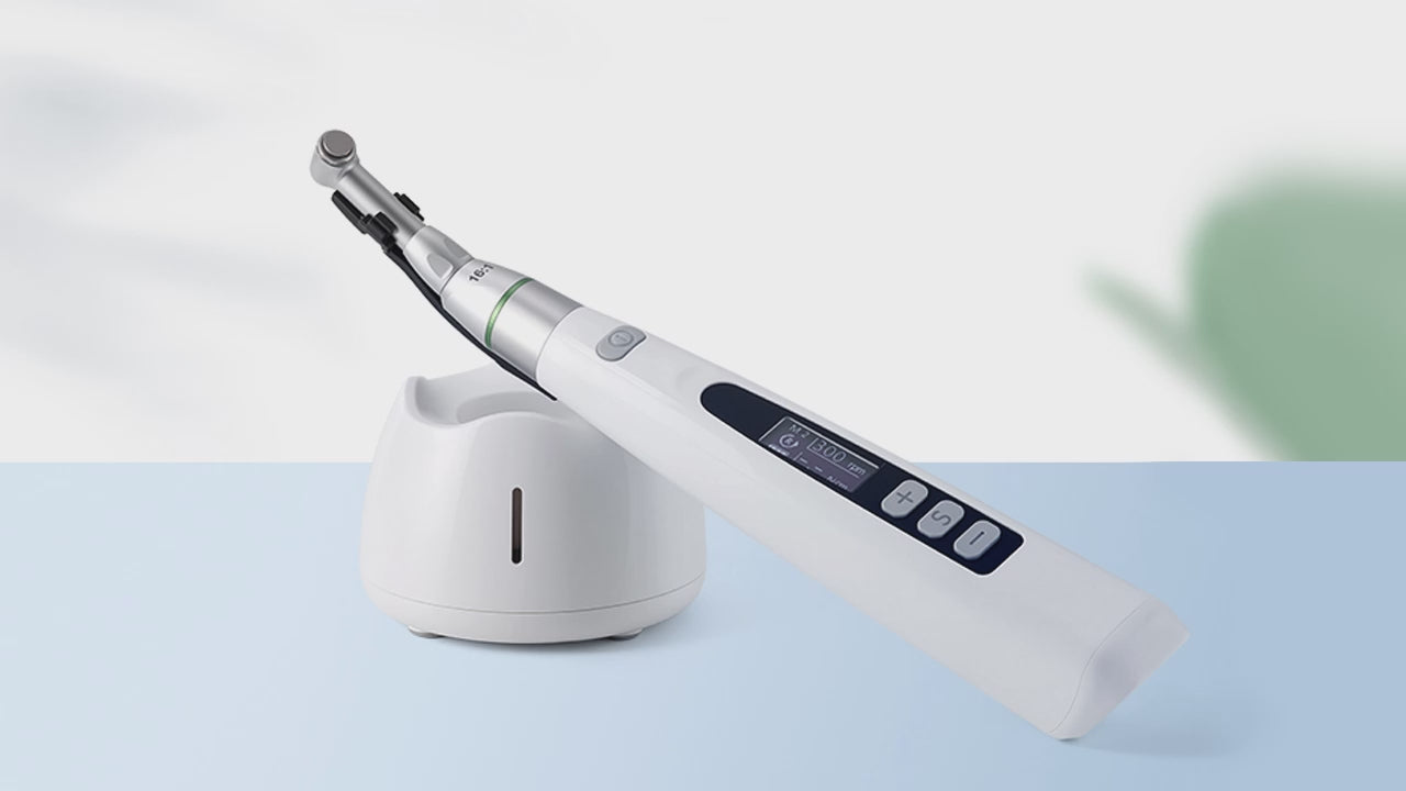 Load video: Dental Reciprocating Cordless LED Endodontic Motor 16:1 Contra Angle