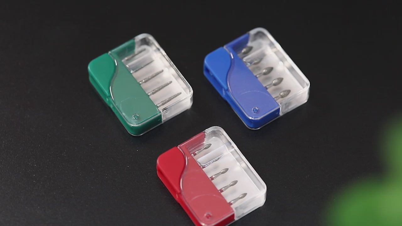 Load video: 100pcs AZDENT Dental Diamond Burs FG 1.6MM 20 Model/Kit-azdentall.com